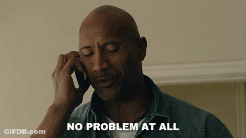 Bald Man Talking On Cell Phone Saying No Problem At All GIF