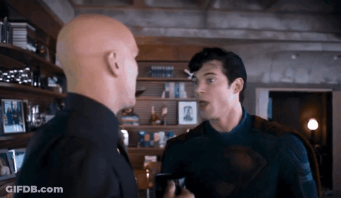Bald Man Talking To Superman GIF
