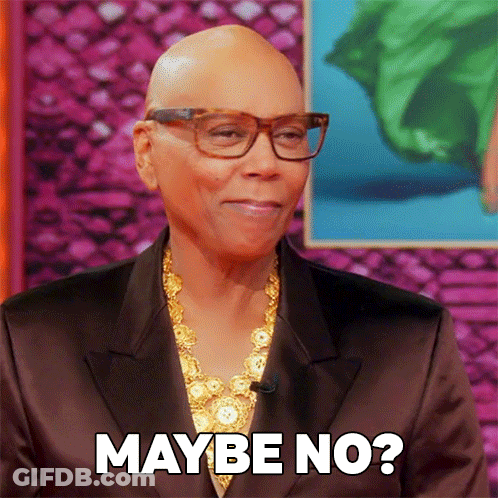 Bald Man Wearing Glasses And Necklace Says Maybe No GIF