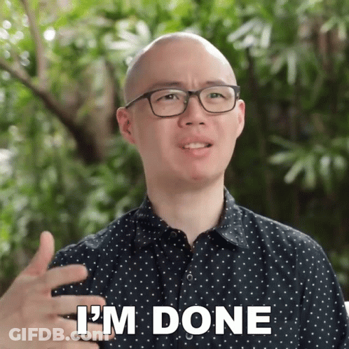 Bald Man Wearing Glasses And Polka Dot Shirt Says Im Done GIF
