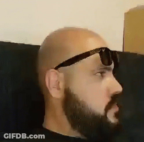 Bald Man With Beard And Sunglasses On Head GIF