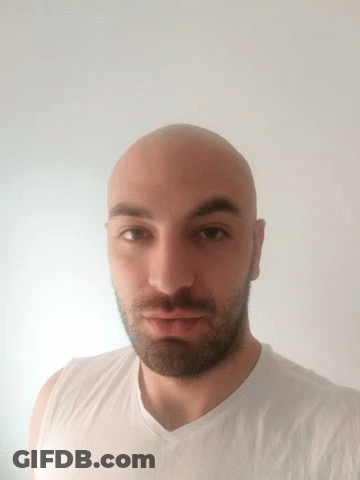 Bald Man With Beard And White Shirt GIF