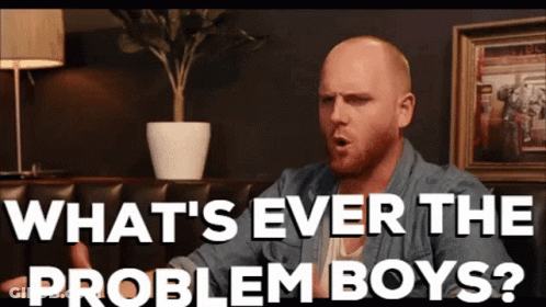 Bald Man With Beard Asking What's Ever The Problem Boys GIF