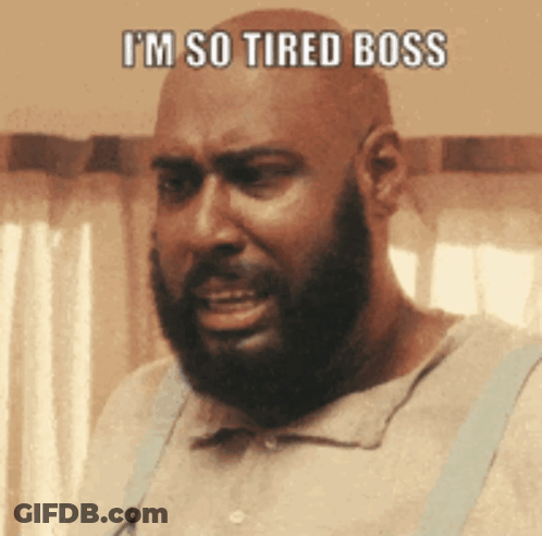 Bald Man With Beard Crying I'm So Tired Boss GIF