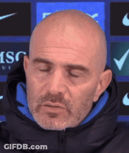 Bald Man With Beard In Black Jacket And Blue Hood GIF