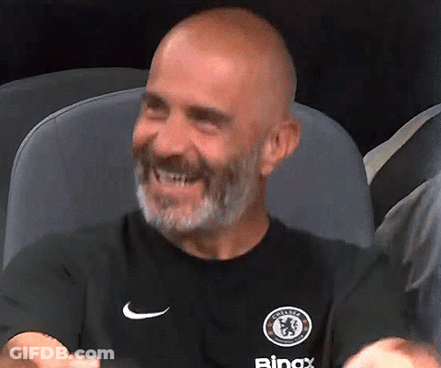 Bald Man With Beard In Black Nike Chelsea Shirt GIF