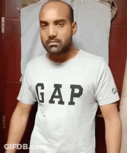 Bald Man With Beard In Gap T-Shirt GIF