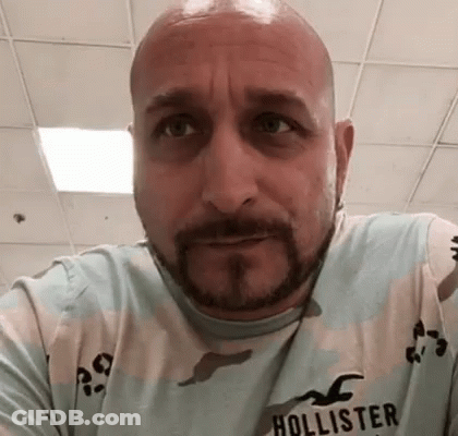 Bald Man With Beard In Hollister T-Shirt GIF