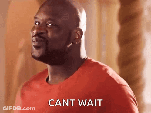 Bald Man With Beard In Red Shirt Saying Cant Wait GIF