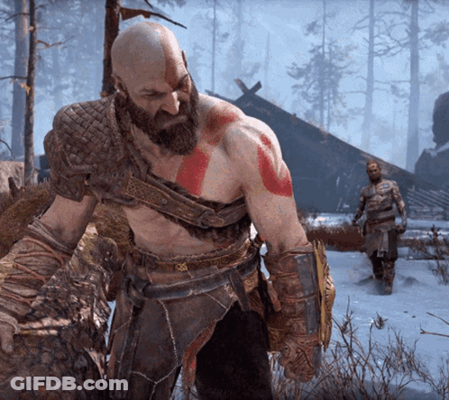 Bald Man With Beard In Snow GIF