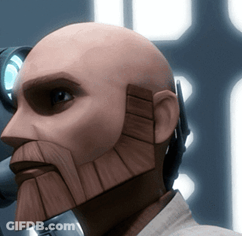 Bald Man With Beard Looking Through Scope GIF
