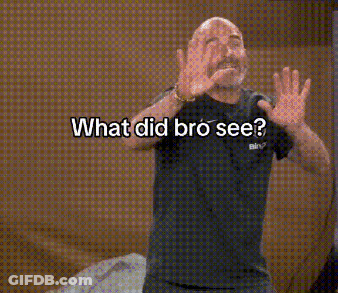 Bald Man With Beard Making Funny Face Saying What Did Bro See GIF