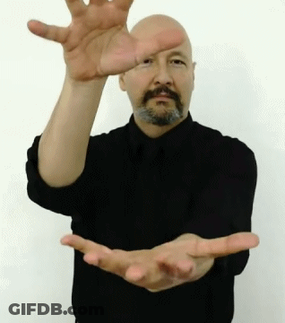 Bald Man With Beard Reaching Out Hands GIF