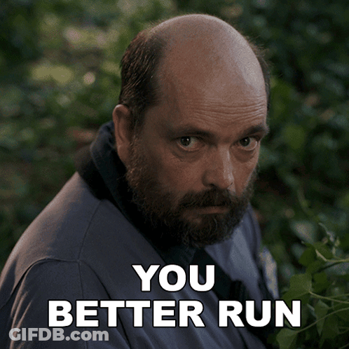 Bald Man With Beard Says You Better Run GIF