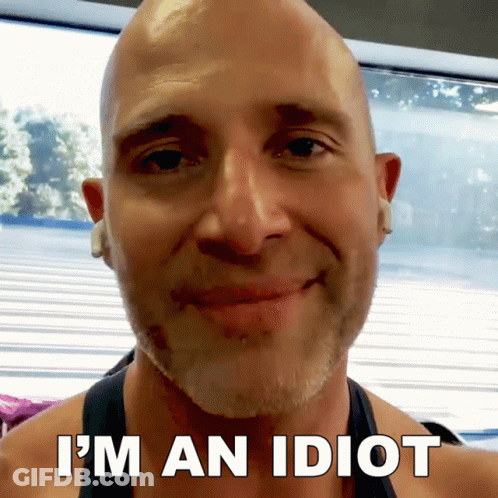 Bald Man With Beard Smiling I'm An Idiot GIF