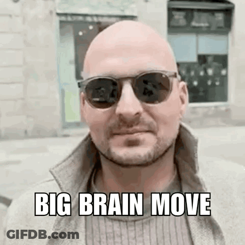 Bald Man With Beard Sunglasses Saying Big Brain Move GIF