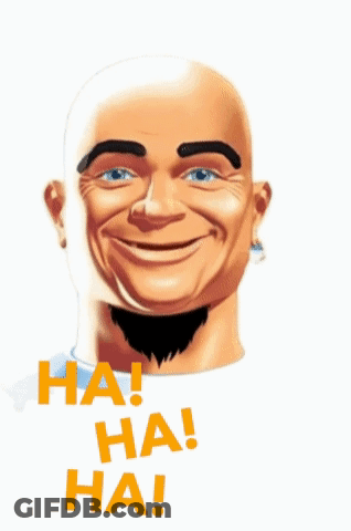 Bald Man With Beard Wearing Ha Ha Shirt GIF