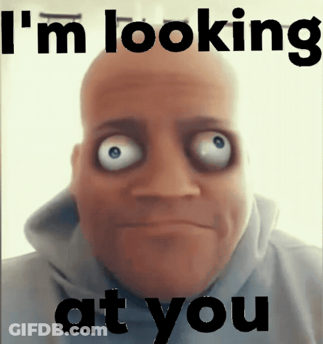 Bald Man With Big Eyes Looking GIF