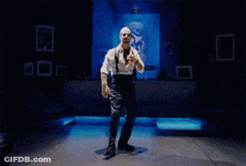 Bald Man With Glasses And Beard Blue Background GIF