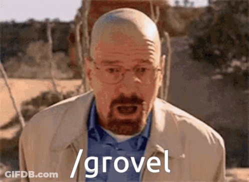 Bald Man With Glasses And Beard Saying Grovel GIF