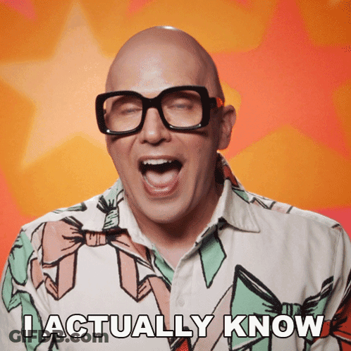 Bald Man With Glasses And Colorful Shirt Says I Actually Know GIF