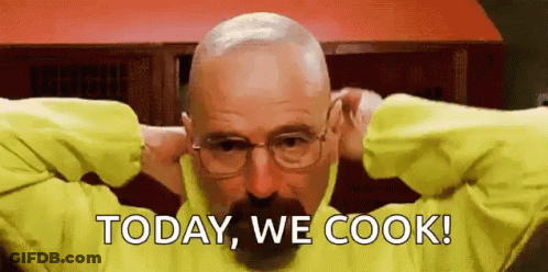 Bald Man With Glasses And Mustache Says Today We Cook GIF