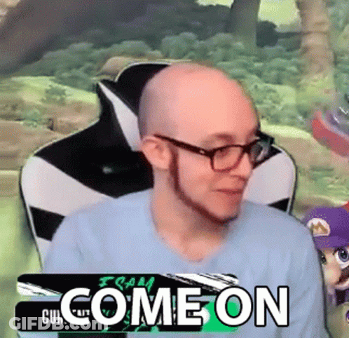 Bald Man With Glasses Beard And Come On Sign GIF