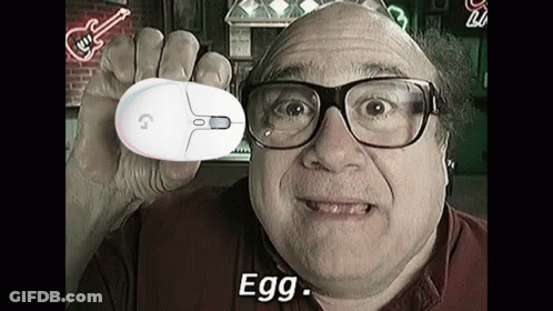 Bald Man With Glasses Holding Mouse Saying Egg GIF