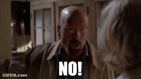 Bald Man With Glasses Talking To Woman Saying No GIF