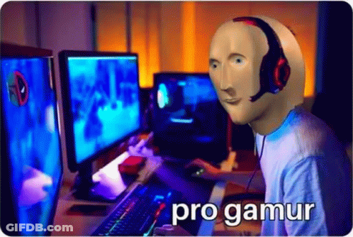 Bald Man With Headphones Playing Video Game Pro Gamur GIF
