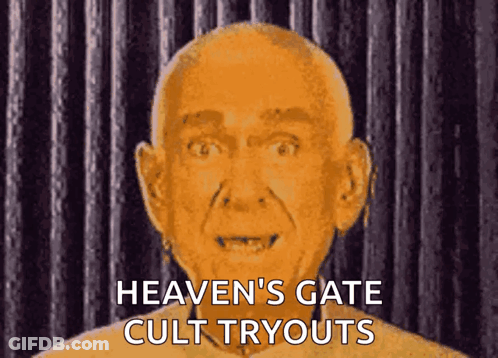 Bald Man With Heaven's Gate Cult Tryouts GIF