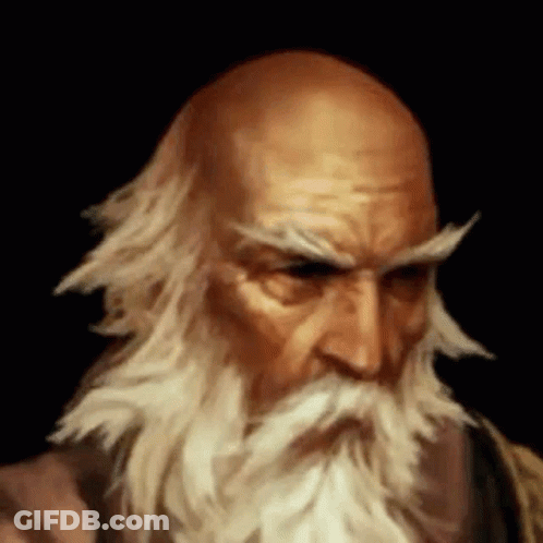 Bald Man With Long Beard And Mustache Looking GIF