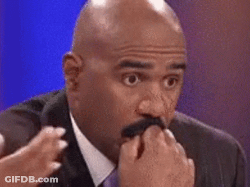 Bald Man With Mustache Covering Mouth GIF