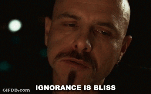 Bald Man With Mustache Ignorance Is Bliss GIF