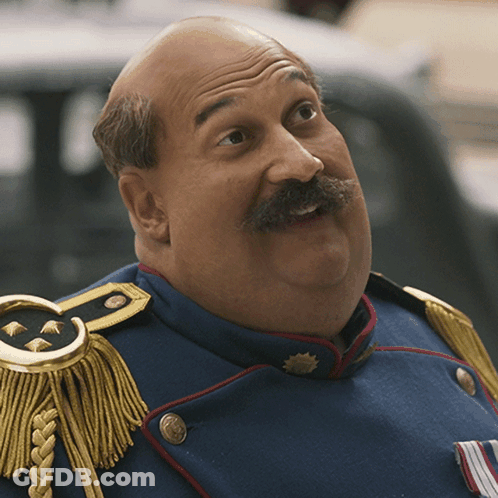 Bald Man With Mustache In Blue Uniform GIF