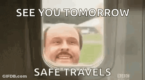 Bald Man With Mustache Looking Out Plane Window GIF