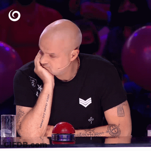 Bald Man With Never Give Up Tattoo GIF