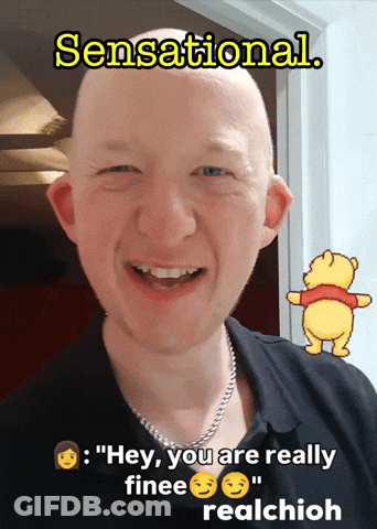 Bald Man With Winnie The Pooh Sticker Sensational GIF