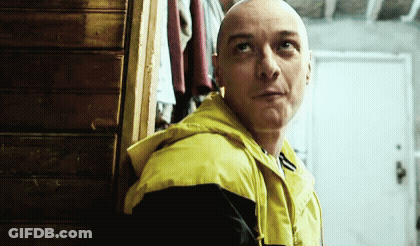 Bald Man Yellow Jacket Looks Up GIF