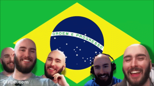 Bald Men Smiling With Brazilian Flag GIF
