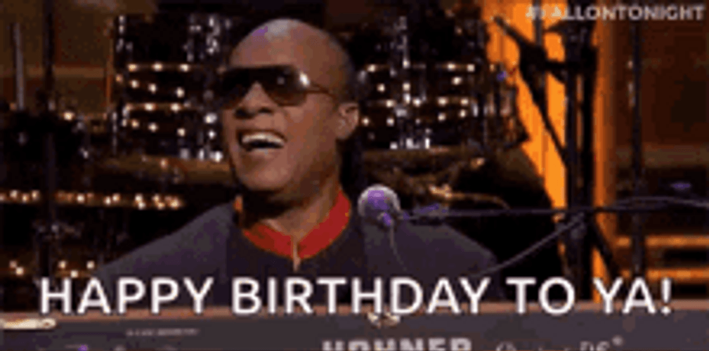 Bald Stevie Wonder Singing Happy Birthday To You GIF