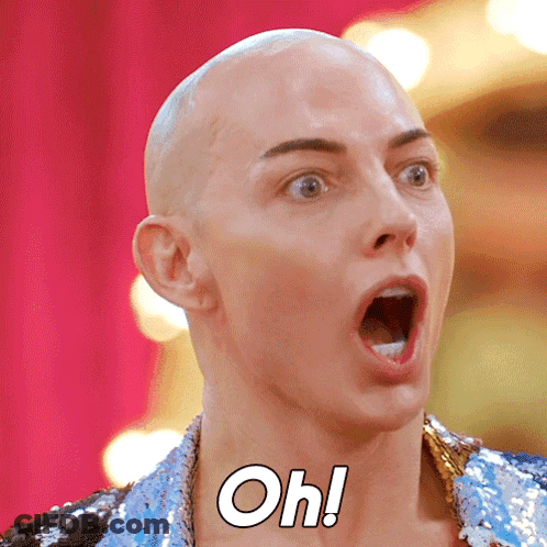 Bald Woman Surprised Saying Oh GIF