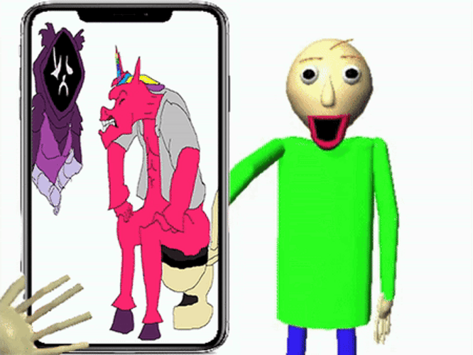 Baldi Basics Showing Picture On Phone GIF