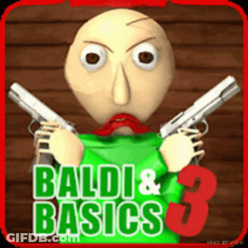 Baldi Holding A Gun GIF