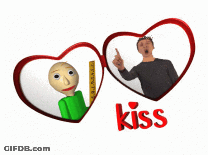 Baldi In A Heart Frame Kiss GIF
