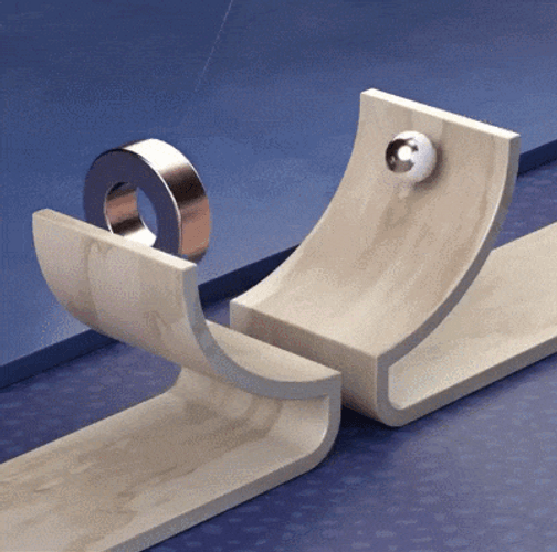 Ball Going Through Swinging Pendulum GIF
