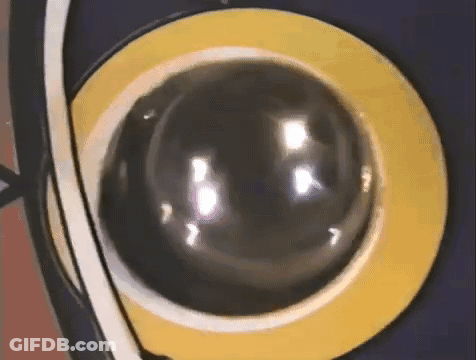 Ball In Yellow Circle On Blue Surface GIF