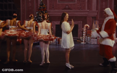 Ballerinas In Front Of Santa Claus GIF