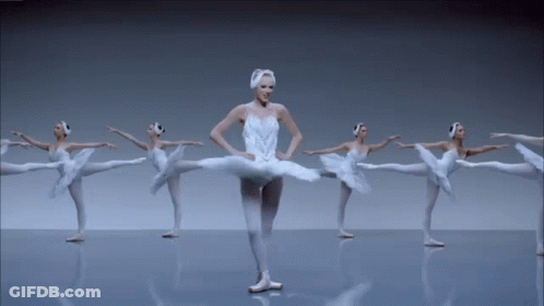 Ballerinas In White Tutus Dancing In A Line GIF