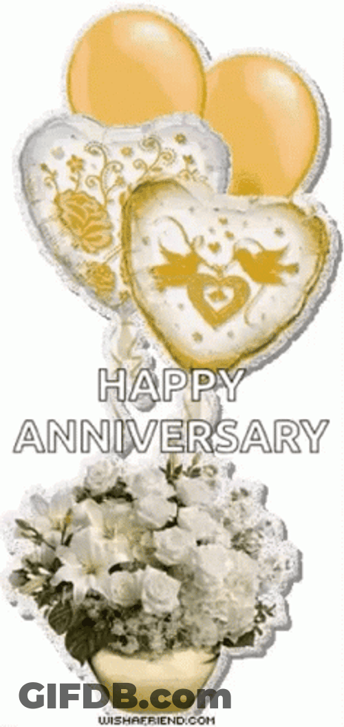 Balloon And Flowers Happy 25Th Anniversary GIF